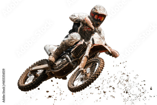 Motocross rider in mid-air jump
