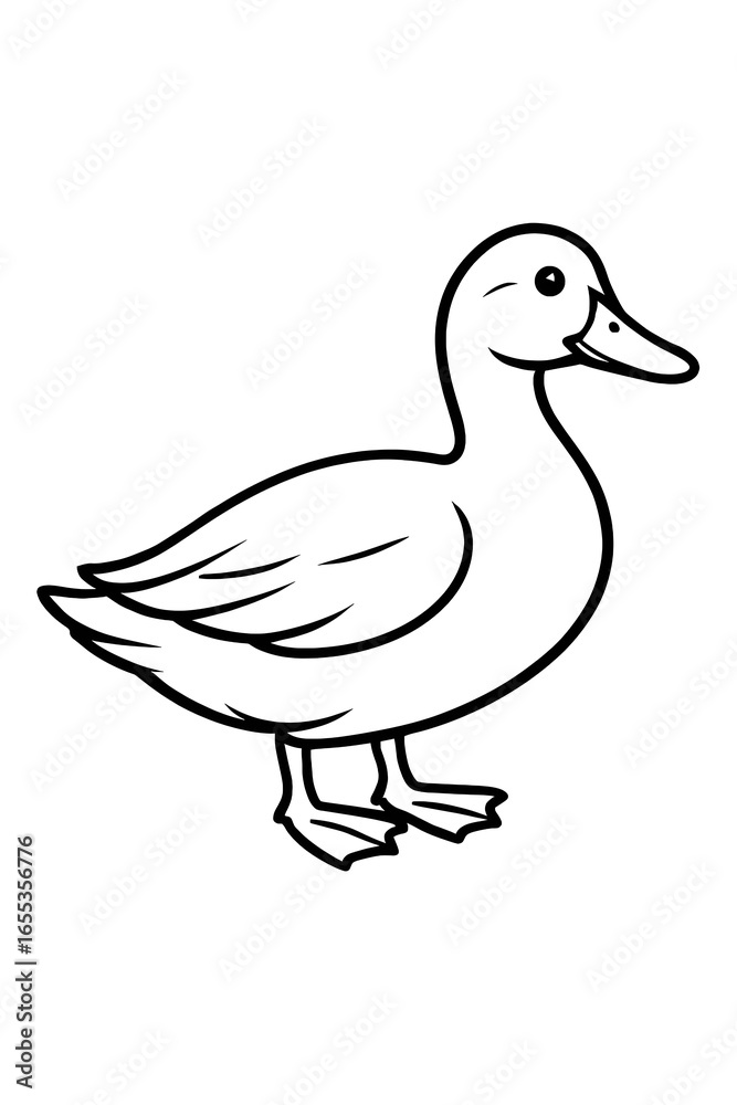 Charming line art duck illustration perfect for educational or whimsical projects Charming line art duck illustration perfect for educational or whimsical projects