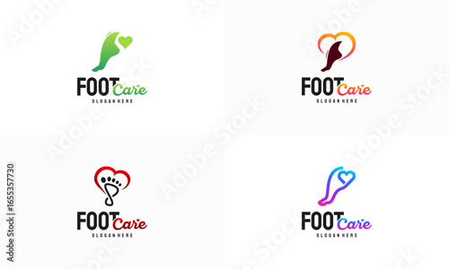 Set of Foot Care logo designs concept vector, Iconic Foot Logo designs template