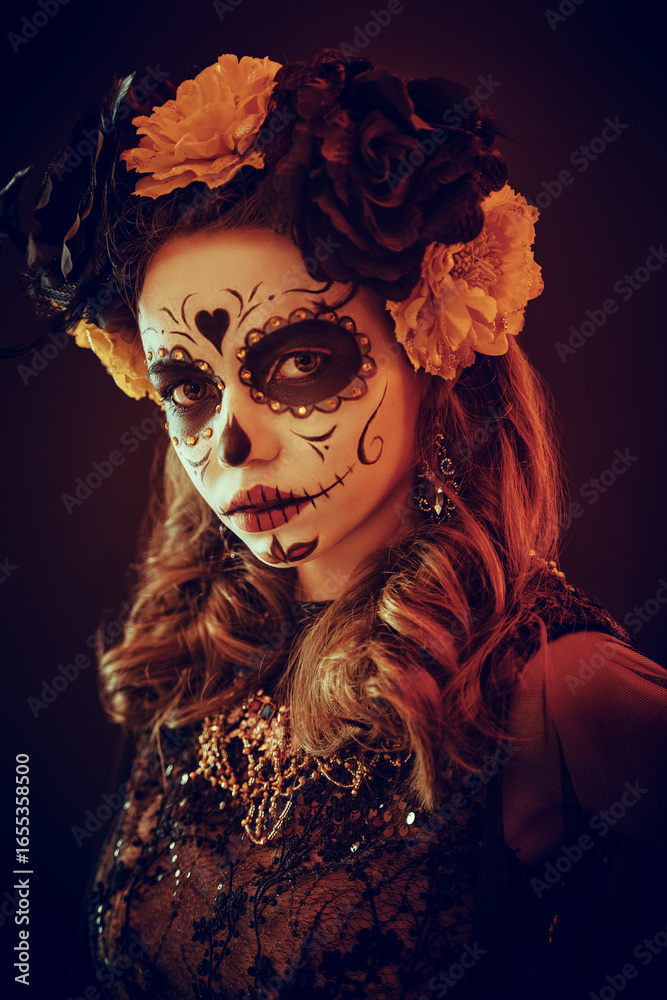 Fototapeta premium Dark floral skull