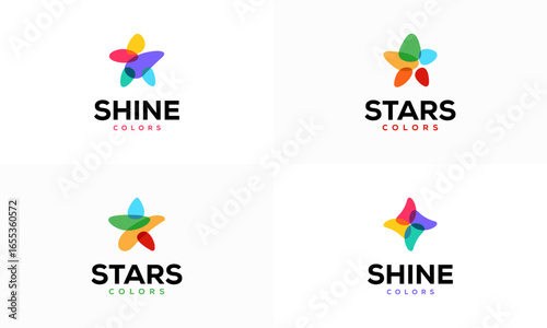 Free Download Set of Colorful Star logo designs concept vector illustration, Shine Star logo template icon - GFXLoad