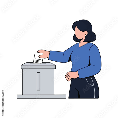 Woman casting a vote in an election.