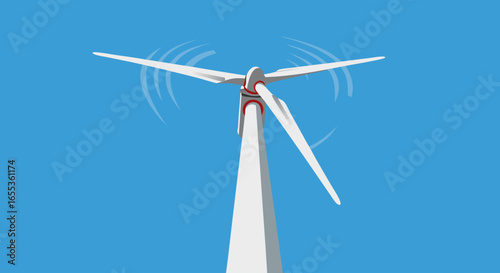 Wind Turbine Generating Clean Energy: a detailed illustration of a wind turbine against a clear blue sky, symbolizing sustainable practices and generating eco-friendly energy.