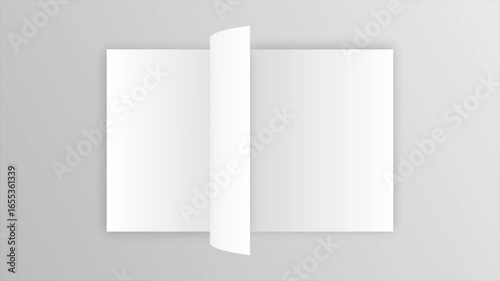 4k 3D Flipping book page curl transition animation being flipped over, Opening book video.	
