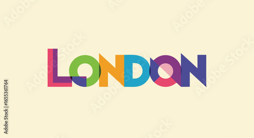 London typography: A vibrant and eye-catching London typography design. This graphic illustration celebrates the essence of one of the world's most iconic cities.