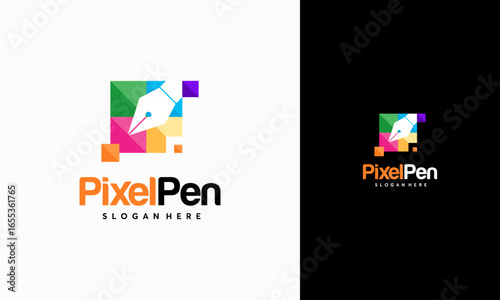 Pixel Pen logo designs concept vector, Creator logo template designs