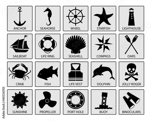 20 unique nautical themed vector icons
