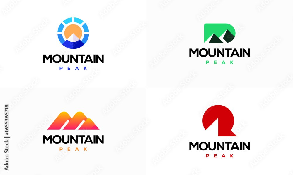 Fototapeta premium Set of Modern Mountain Peak logo designs concept vector, Simple Landscape Hills logo element Mountain Peaks