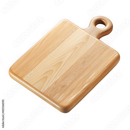 Wooden cutting board with handle isolated on transparent background