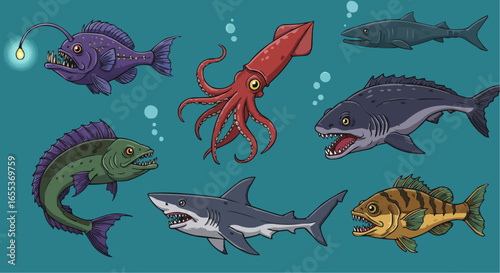 Giant Squid Attack – Deep Sea Predator Illustration