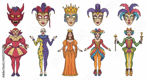 Mardi Gras Characters – Carnival Jester Costume Set