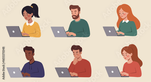 Remote Work Illustration – Freelancer at Laptop Desk