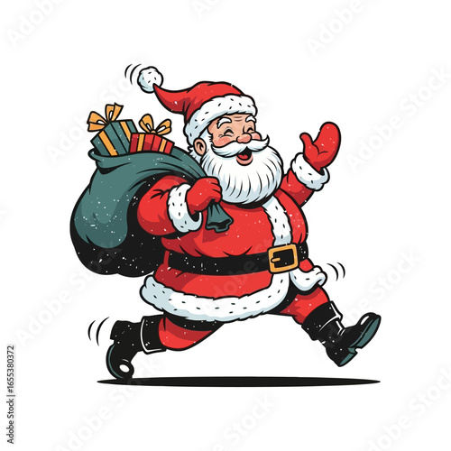 santa claus with a bag vector ilustration