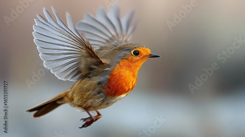 Vibrant Flying Red Robin Bird in Bird Photography for Birdwatching Enthusiasts
