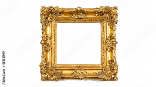 Elegant Gold Square Frame on White Background for Design Projects