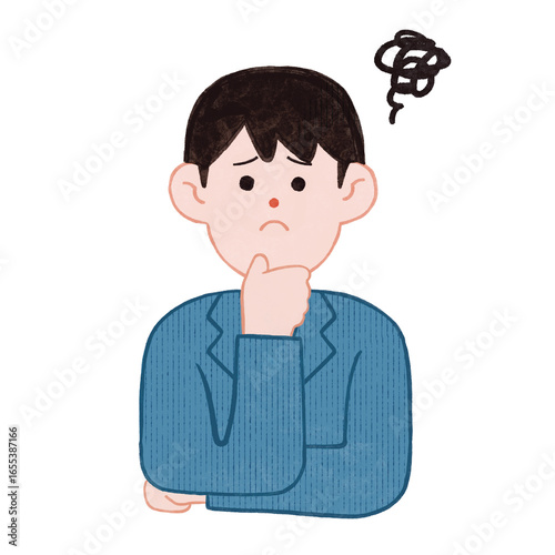 会社員 男性 ビジネスマン 眉をひそめる 怒り 困惑 表情 セット イラスト