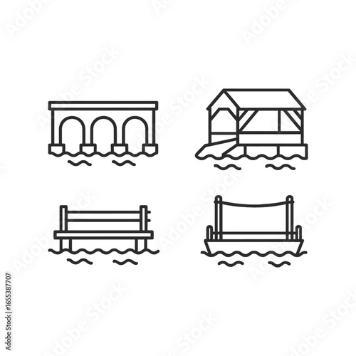River Architecture Icons Set