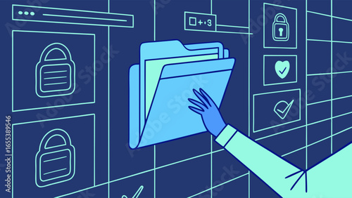 Digital Folder Being Accessed by a Hand.