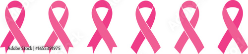 Breast cancer awareness ribbons icon set. Cancer charity awareness ribbon vector icon isolated on transparent background. Pink ribbons collection. Vector illustration.