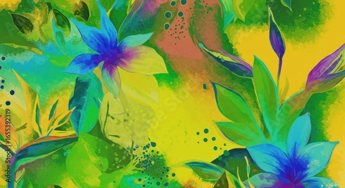 Vibrant Tropical Floral Watercolor Painting
