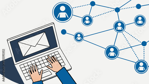 Laptop with Email and Social Network Connections.