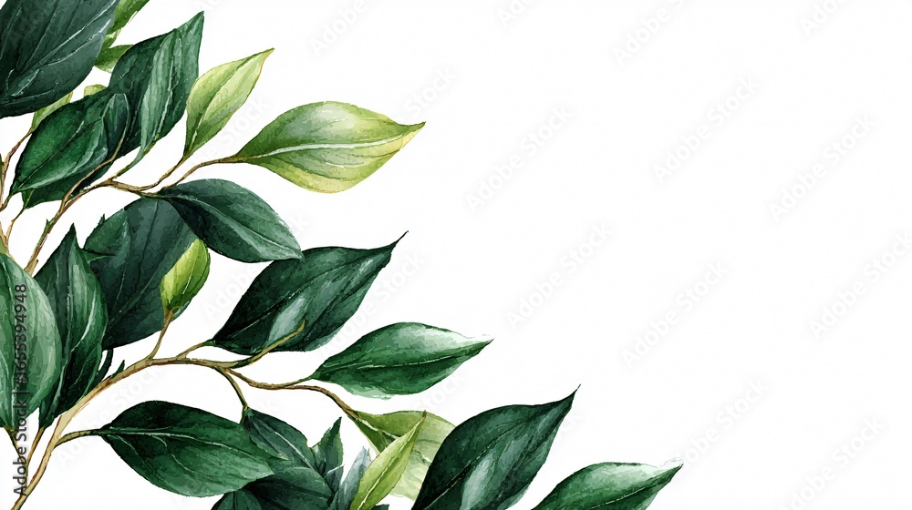 Naklejka premium Exotic Plants Leaf Set on White Background