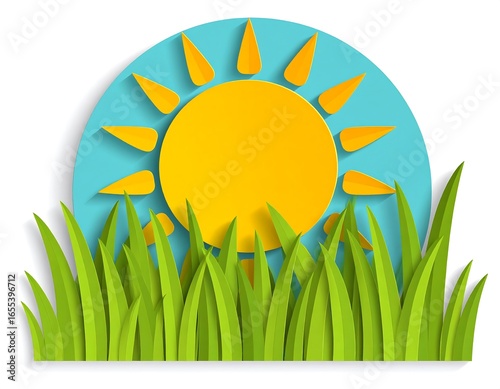 Summer sun peeking through grass