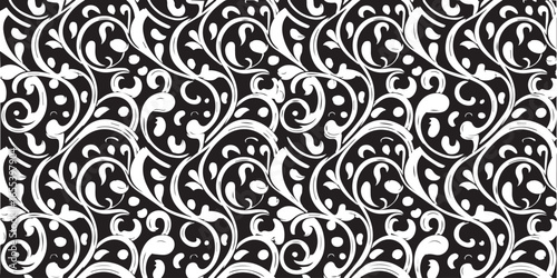 intricate filigree arabesque pattern seamless black white vector background for decor print and web designs