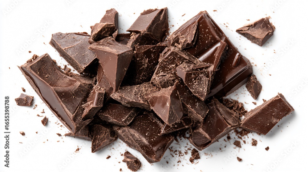 Fototapeta premium Detailed Macro Photography of Broken Dark Brown Chocolate