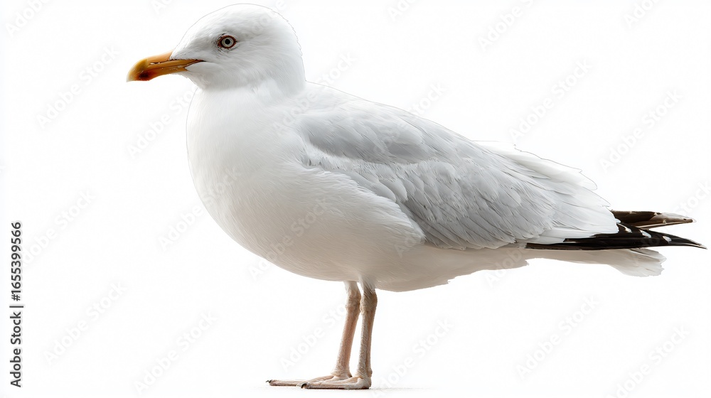 Fototapeta premium Elegant White Seagull Isolated on White Background