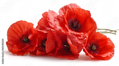 Vibrant Red Poppy Flowers Isolated on White Background for Design Projects