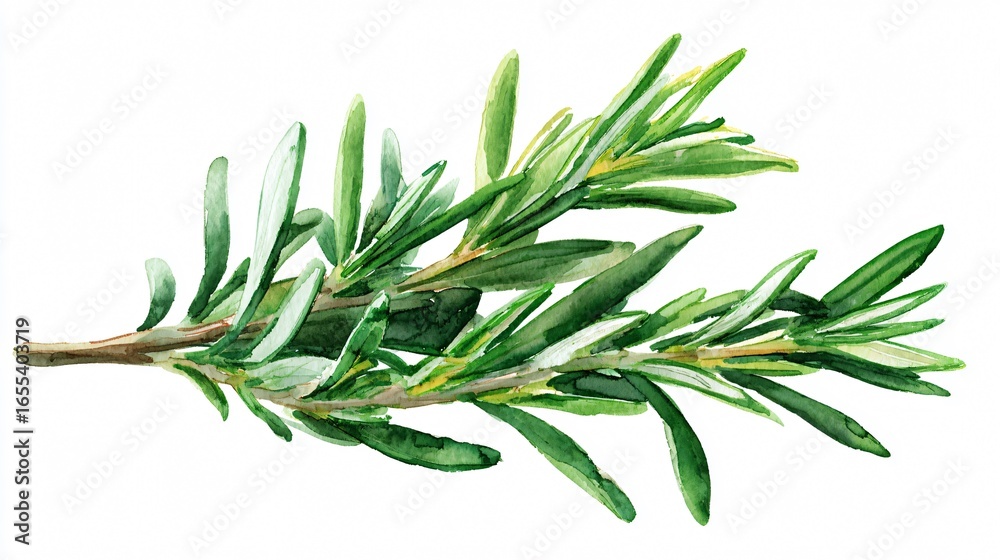 Fototapeta premium Vibrant Rosemary in Watercolor Style Isolated on White Background