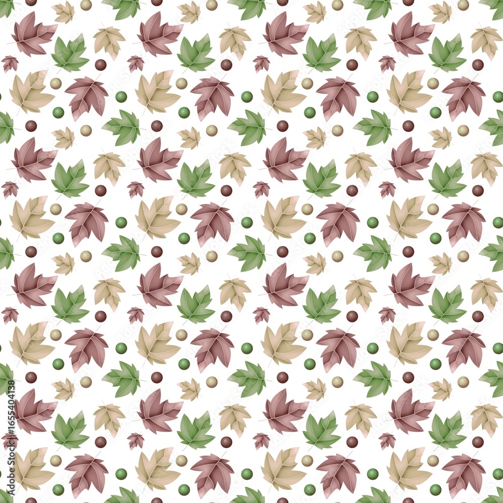 Fototapeta premium Mini Autumn Leaves Seamless Pattern – Fall Foliage Background