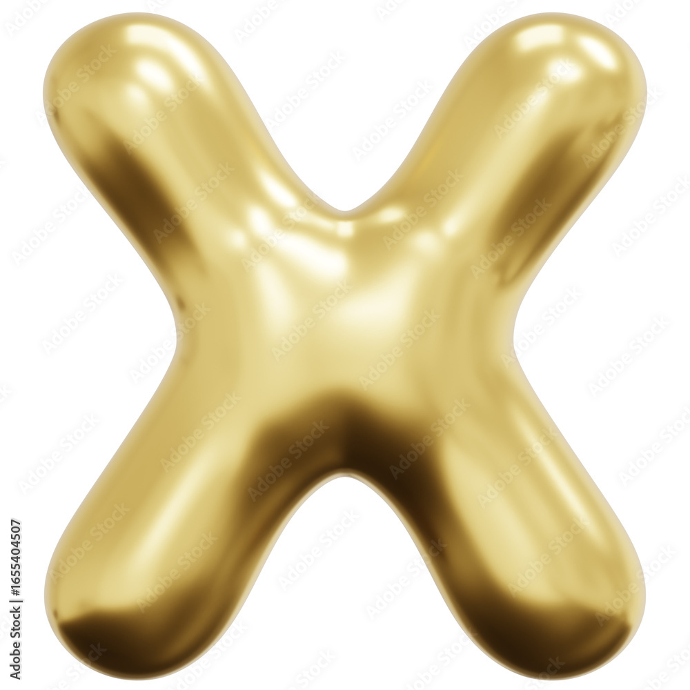 Fototapeta premium 3D Liquid Gold X Icon