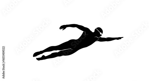 powerful silhouette of swimmer in freestyle stroke perfect for sports health and fitness websites blogs and marketing materials
