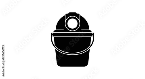 cleaning supplies icon simple black silhouette of a bucket with a lid perfect for website design app interfaces and cleaning service branding