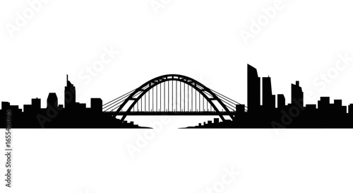modern city skyline silhouette with iconic cablestayed bridge perfect for urban design travel brochures and cityscape projects