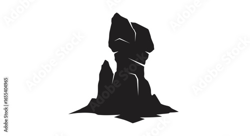 striking silhouette of a rugged rock formation perfect for game design branding or naturethemed projects needing a bold minimalist graphic