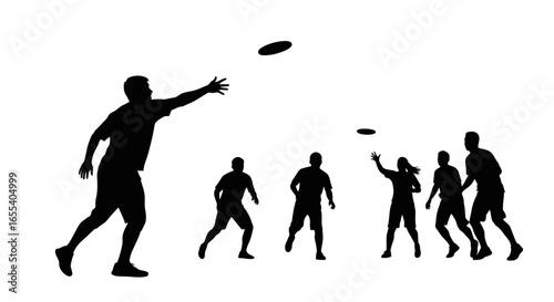 ultimate frisbee team silhouette dynamic action shot for sports websites blogs and marketing materials