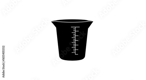 precise measurement black and white icon of a graduated beaker for science cooking or lab applications