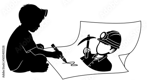 childs drawing of a miner illustrating future dreams aspirations and career choices for educational resources