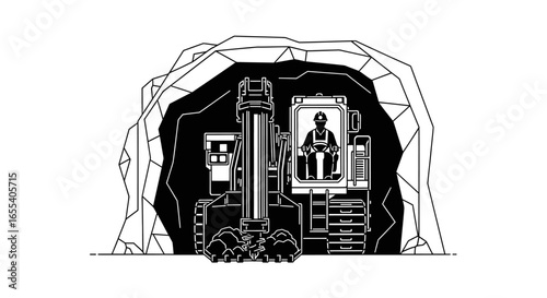 underground mining operation a miner operating heavy machinery inside a dark tunnel illustrating industrial strength and resource extraction