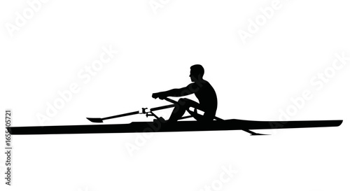 single sculler rowing silhouette powerful image for sports fitness and competition websites blogs and print designs