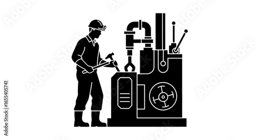 industrial worker operating heavy machinery solution for manufacturing engineering and industry concepts