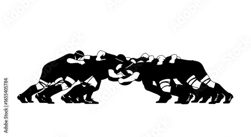 rugby scrum silhouette powerful teamwork image for sports websites blogs and marketing materials