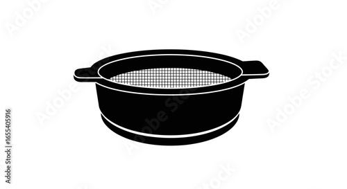 efficient kitchen sieve black and white illustration of a finemesh strainer for flour sugar and food preparation