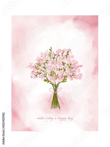 pink background with flowers and leaves
Wall art quotes 
Wall decoration 