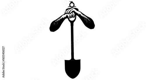 strong hands grasping shovel handle a symbol of hard work determination and groundbreaking success for construction agriculture and business projects