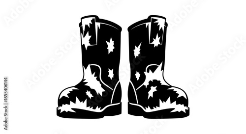 worn work boots black and white illustration perfect for safety construction or labor websites blogs and social media posts