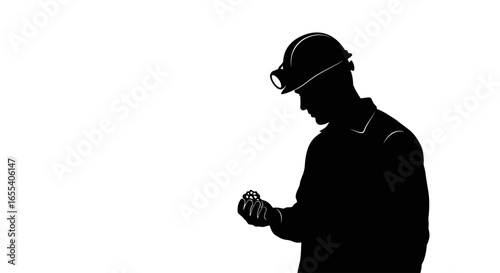 miner inspecting ore sample highlighting the discovery and extraction of valuable minerals in mining industry